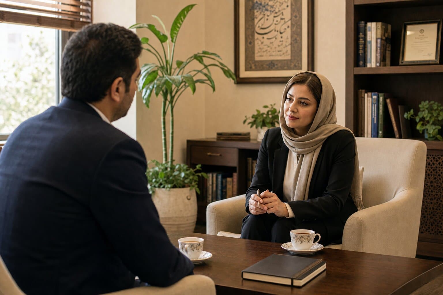 گفتگوی آرام مشاوره پذیرش در فضای حرفهای ایرانی